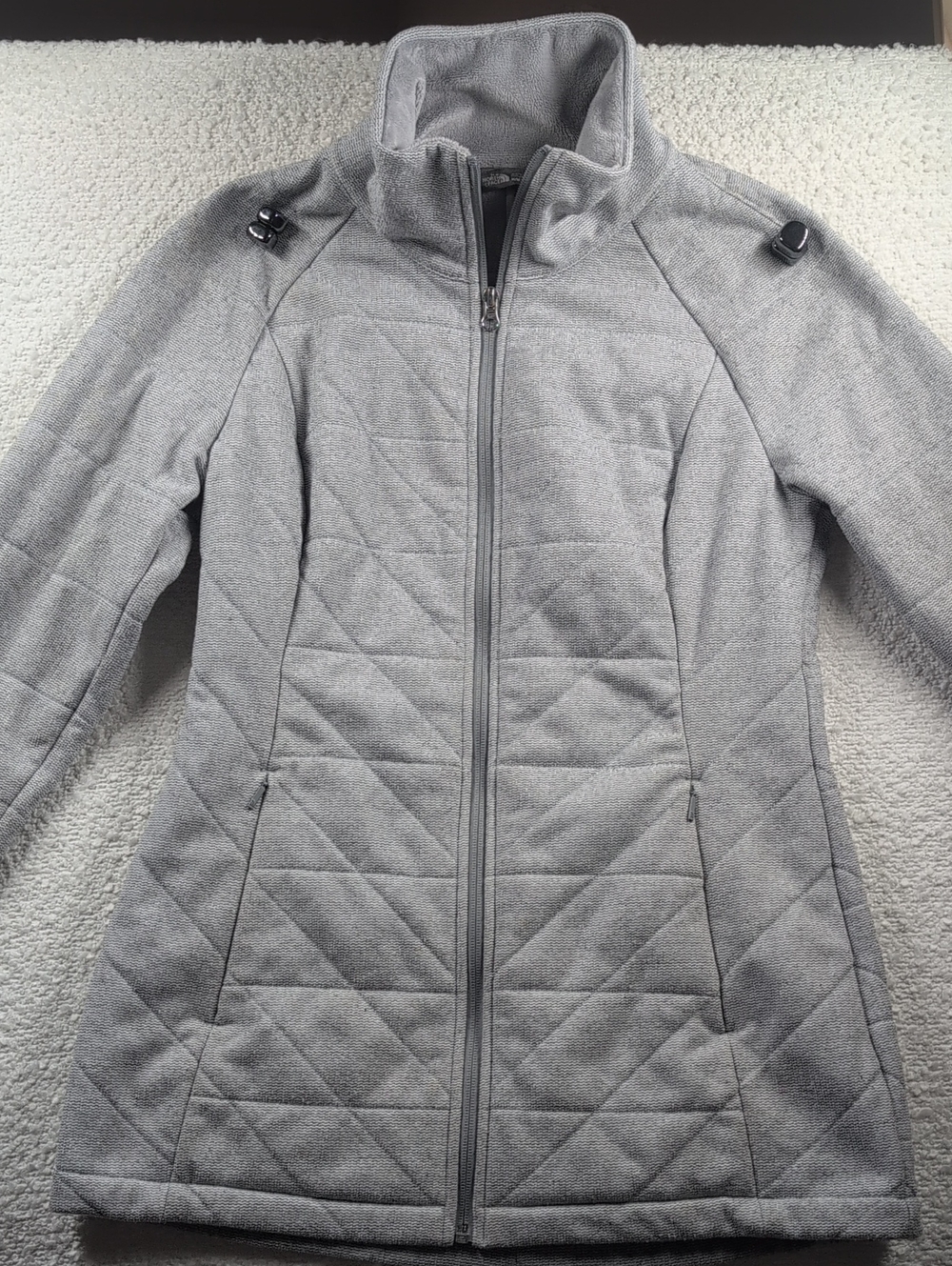 Women’s Quilted Insulated The Northface Long Zip Jacket - Gray